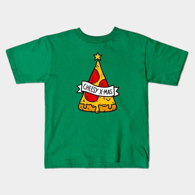 Cheesy X-Mas Pizza Slice Kids T-Shirt by lemontee